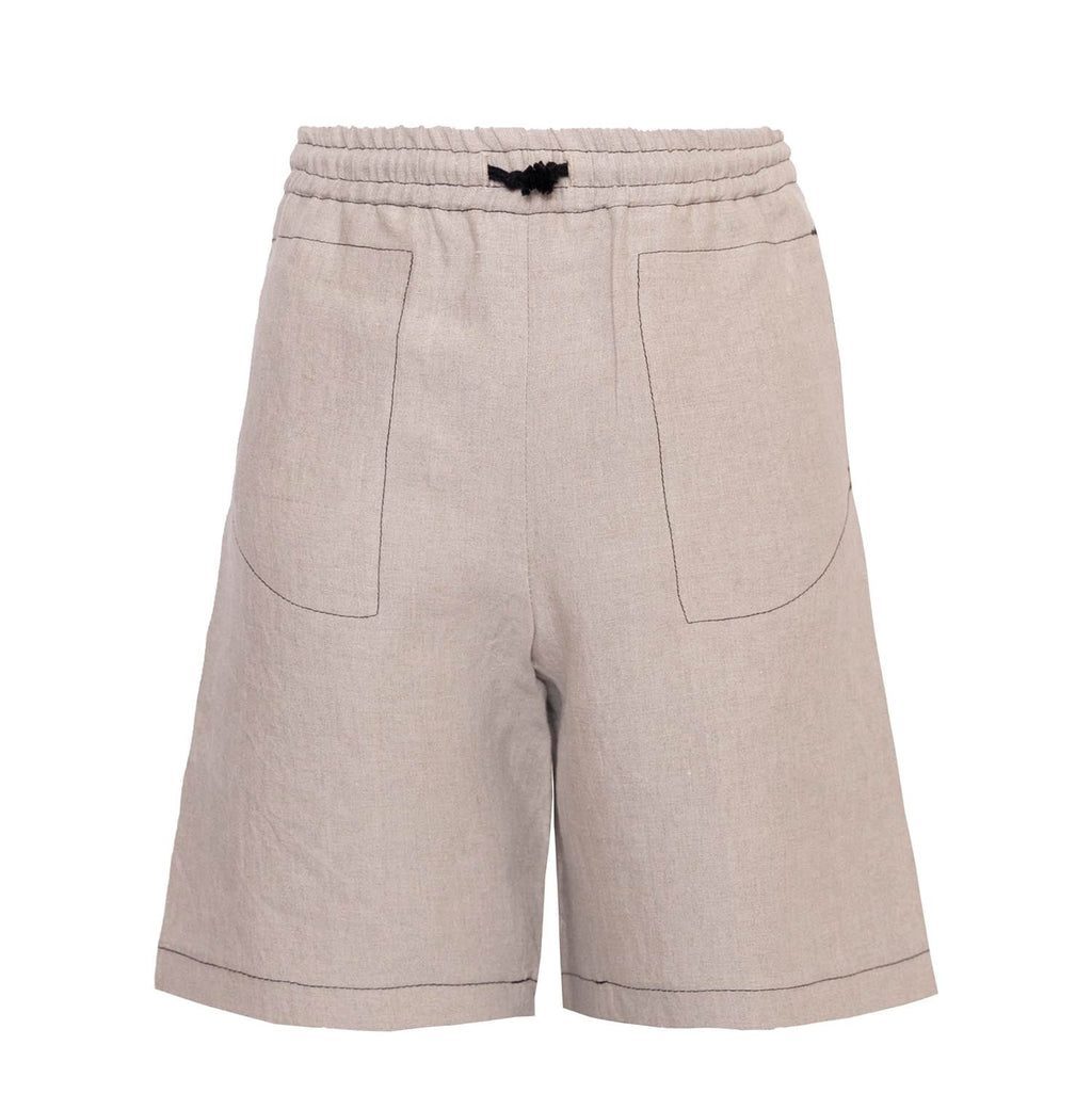 The Bermuda Shorts — Beige Linen-0