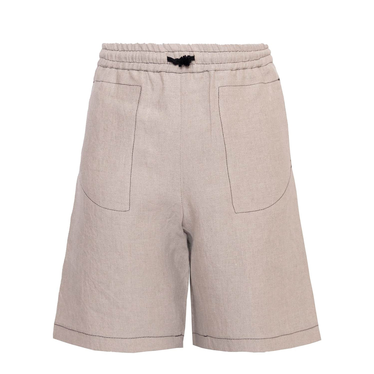 The Bermuda Shorts — Beige Linen-0