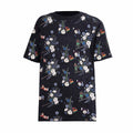 Black floral kids t-shirt in organic cotton featuring an educational botanical and hidden object print