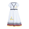 Blue knitted spring dress for girls in organic cotton with natural coconut buttons