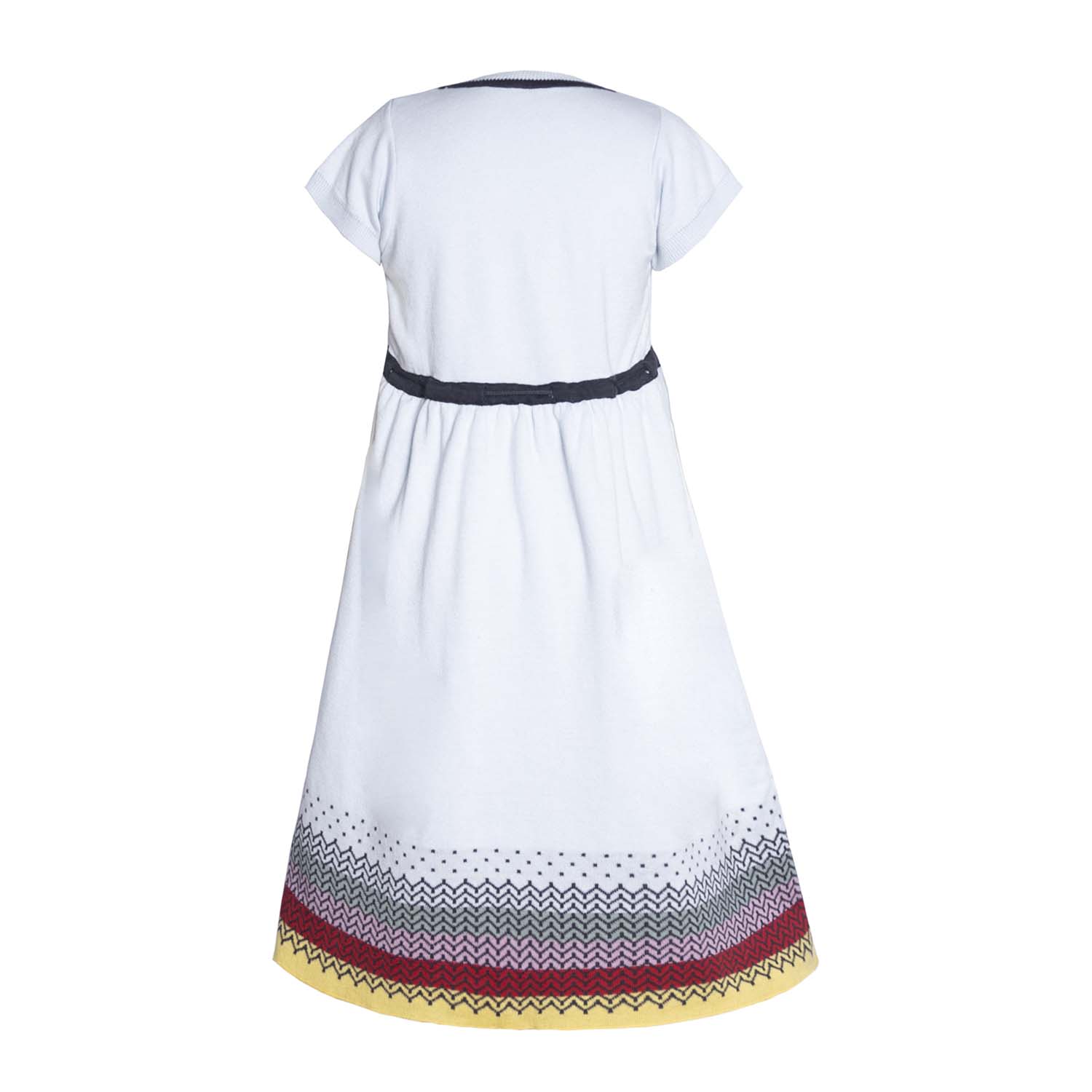 Blue knitted spring dress for girls in organic cotton with natural coconut buttons — view 4