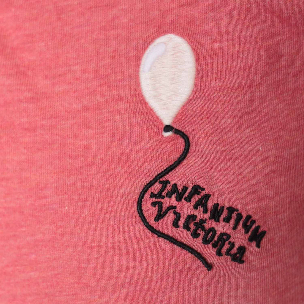 Red polo dress for girls in organic cotton, featuring short sleeves and front pocket embroidery — view 5