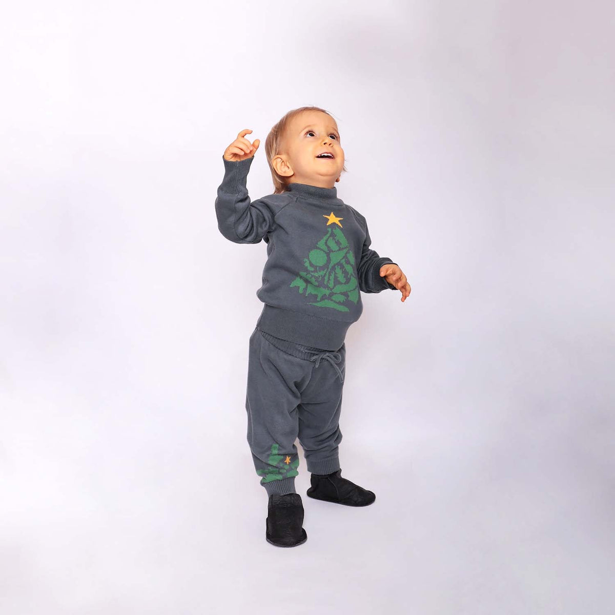 Baby Christmas Leggings in Grey-1