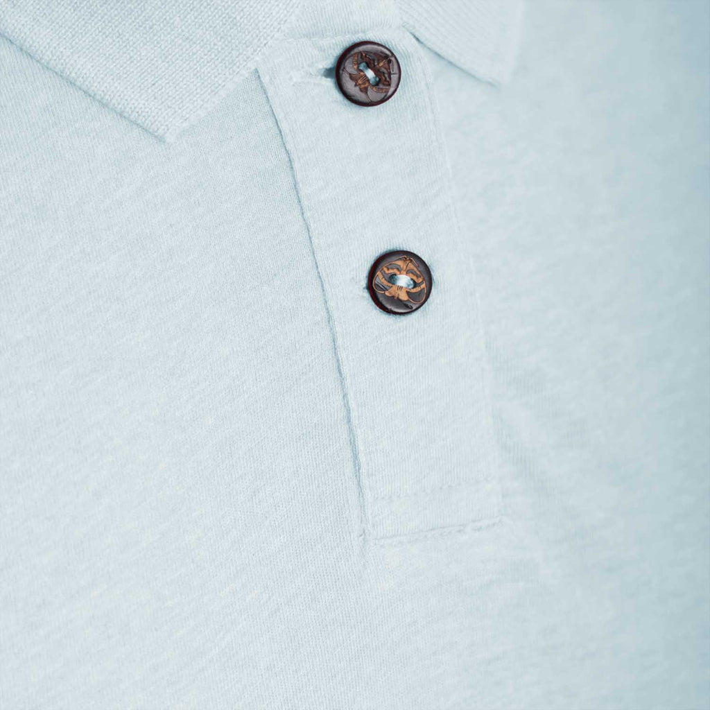 Mint green organic cotton kids polo shirt with coconut buttons and pocket balloon embroidery — view 5
