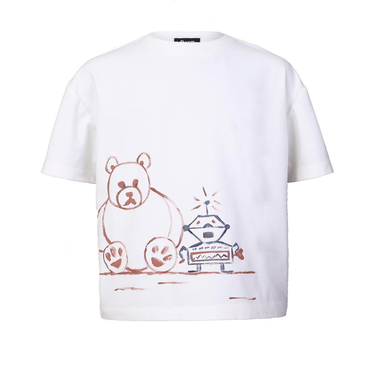 Kids' Oversized White T Shirt with Hand Painting-0