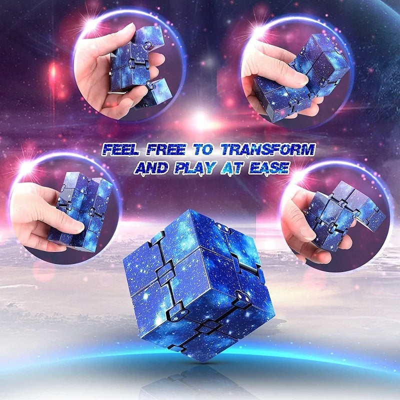 Colorful infinity cube fidget toy made of durable ABS plastic for stress and anxiety relief. — view 3
