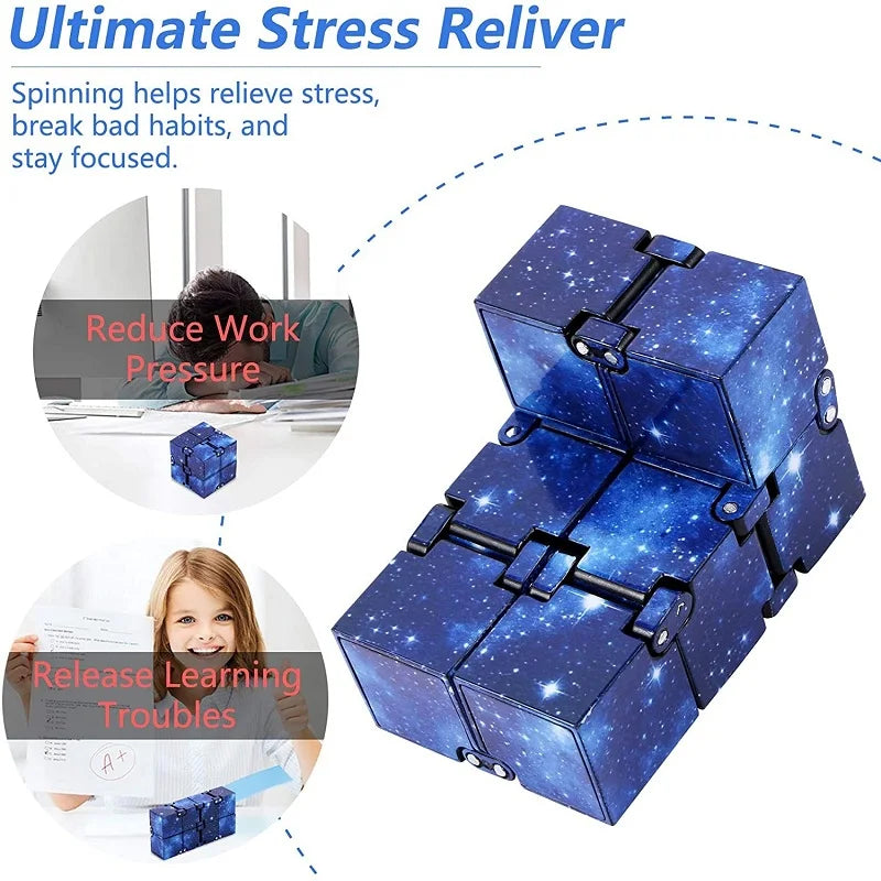Colorful infinity cube fidget toy made of durable ABS plastic for stress and anxiety relief. — view 4