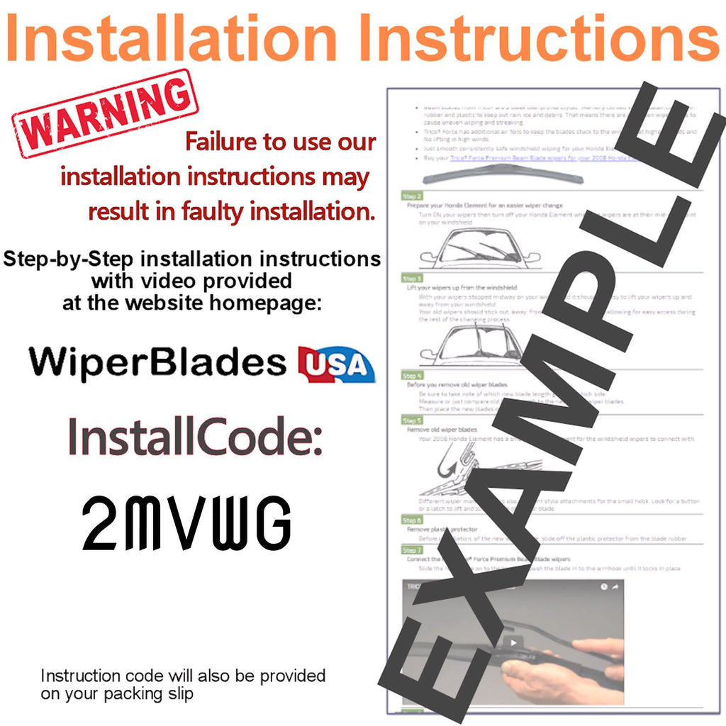 2001 Chevrolet Metro Wiper Blades w/1yr Wear Warranty (Set of 2) Wipers-4