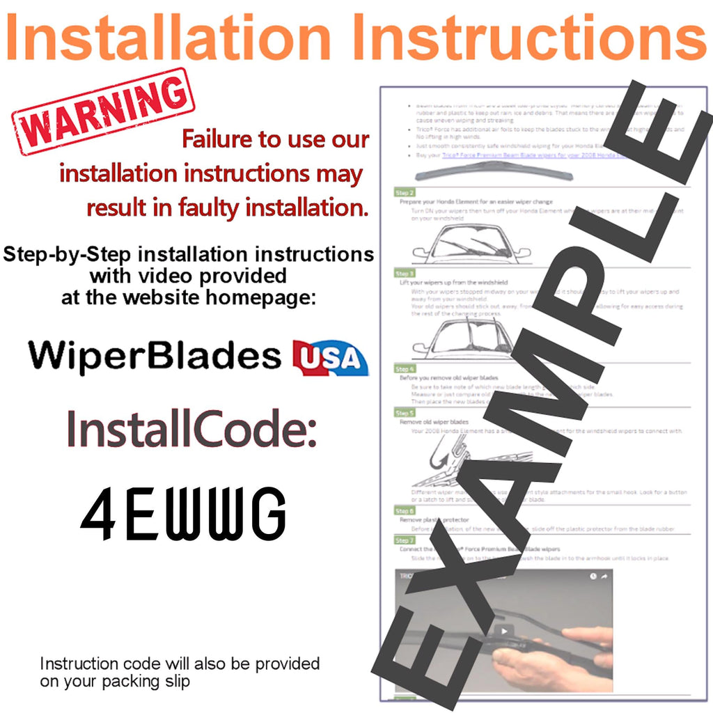 2009 Ford Mustang (Shelby GT500KR) Wiper Blades w/1yr Warranty (Set of 2) Wipers-4