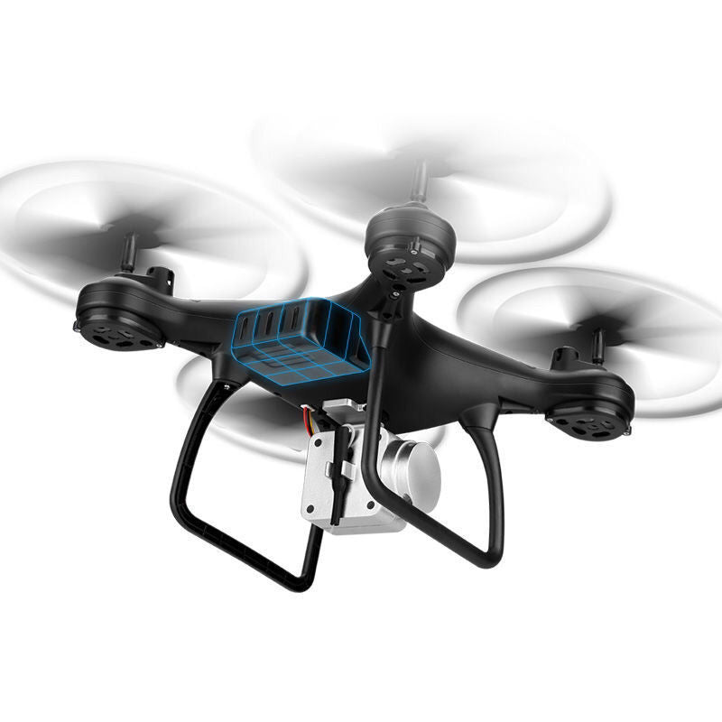 Black intelligent remote control quadcopter drone featuring 4k camera, spare propellers, and protective guards — view 5