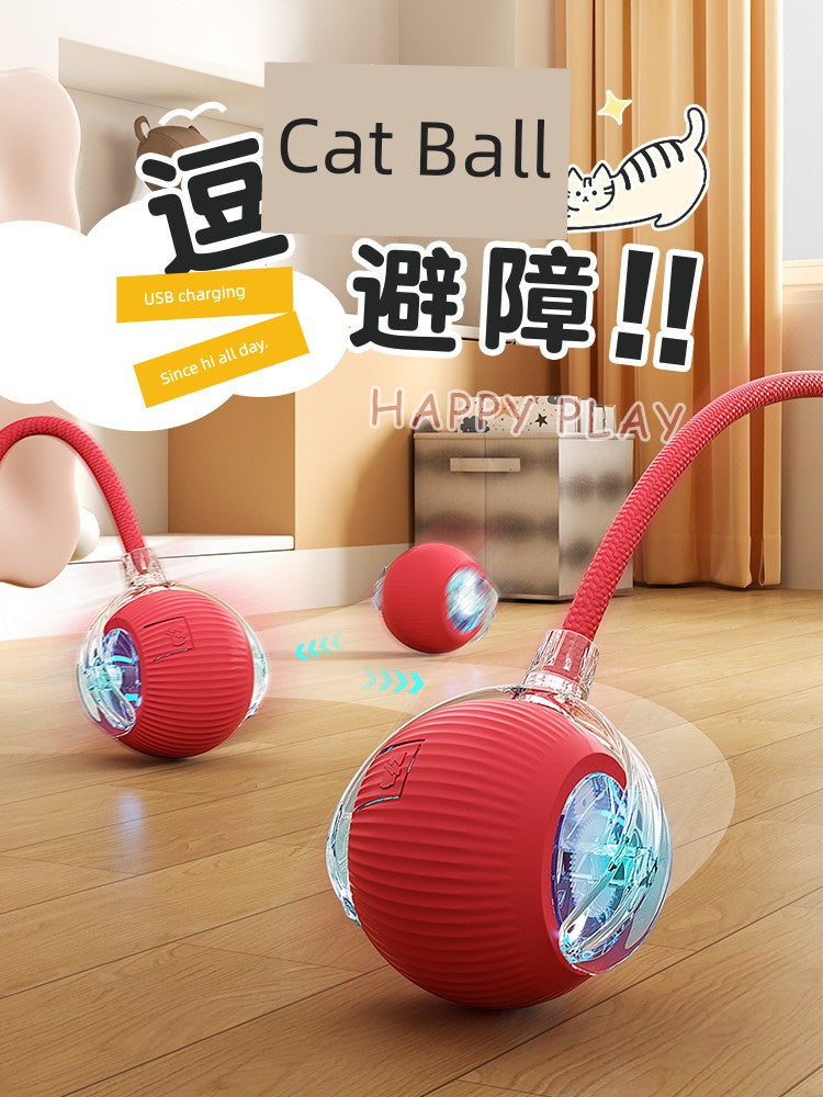 Round automatic cat teaser ball interactive pet rolling toy for indoor exercise and play