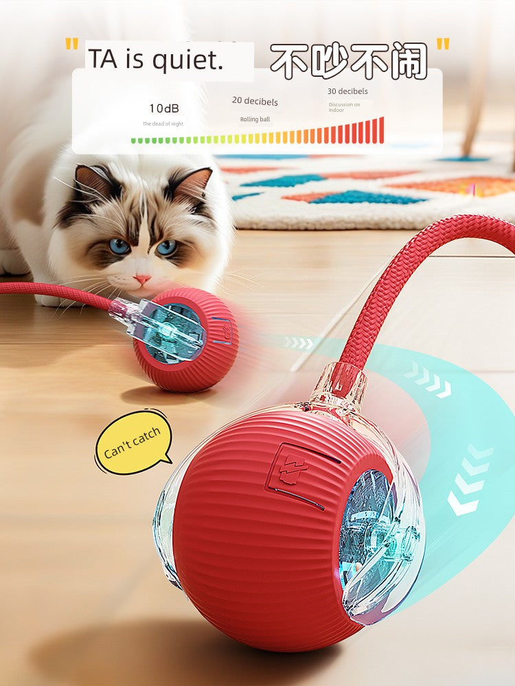 Round automatic cat teaser ball interactive pet rolling toy for indoor exercise and play — view 2