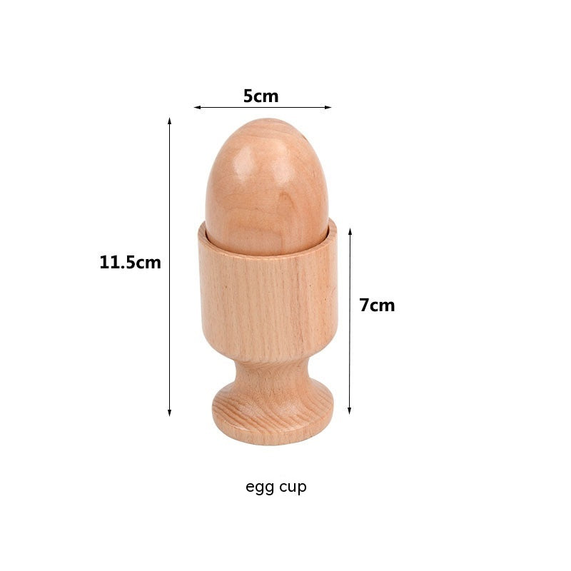 Interactive wooden Montessori educational toy set for infants featuring natural finish and varied sensory shapes — view 4