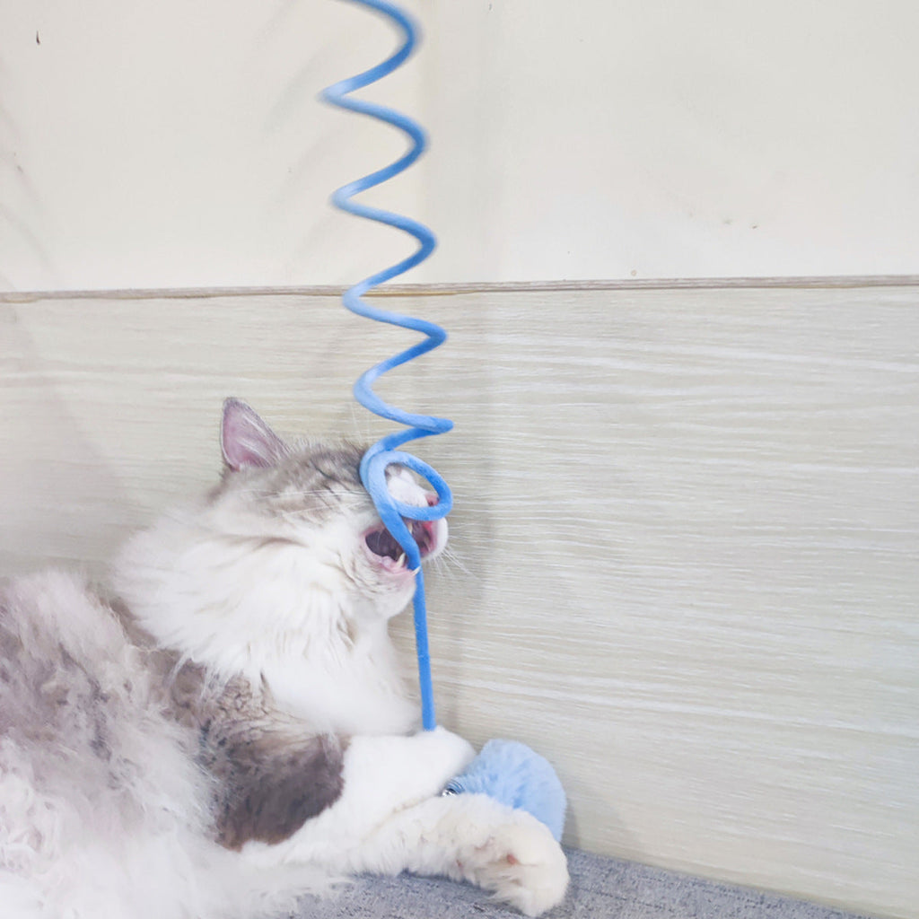 Interactive plush rabbit hair ball cat toy with suction cup and spring mechanism — view 4