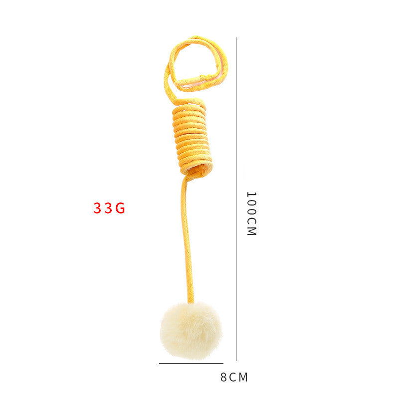Interactive plush rabbit hair ball cat toy with suction cup and spring mechanism — view 5