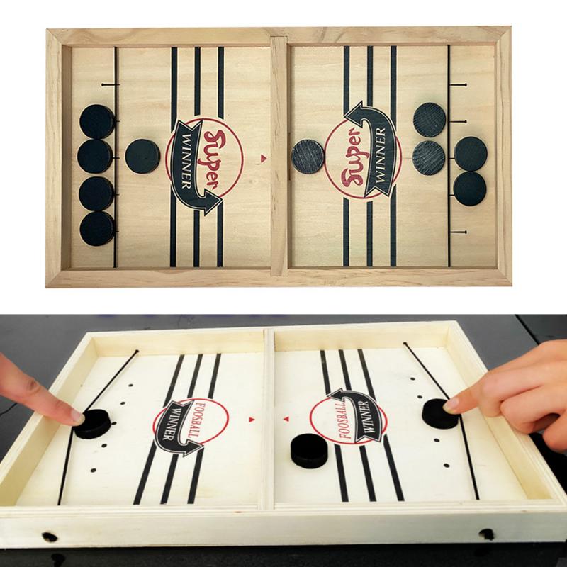 Interactive wooden family board game set with playing board and ten wooden game pieces