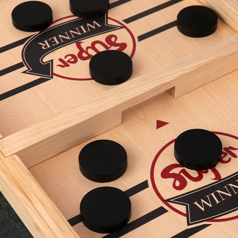 Interactive wooden family board game set with playing board and ten wooden game pieces — view 3