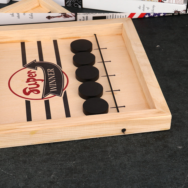 Interactive wooden family board game set with playing board and ten wooden game pieces — view 4