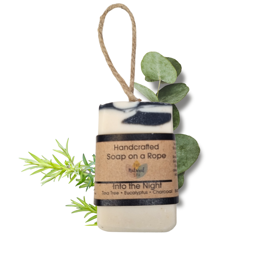 Handcrafted Into the Night charcoal bar soap infused with eucalyptus and tea tree oil — view 5