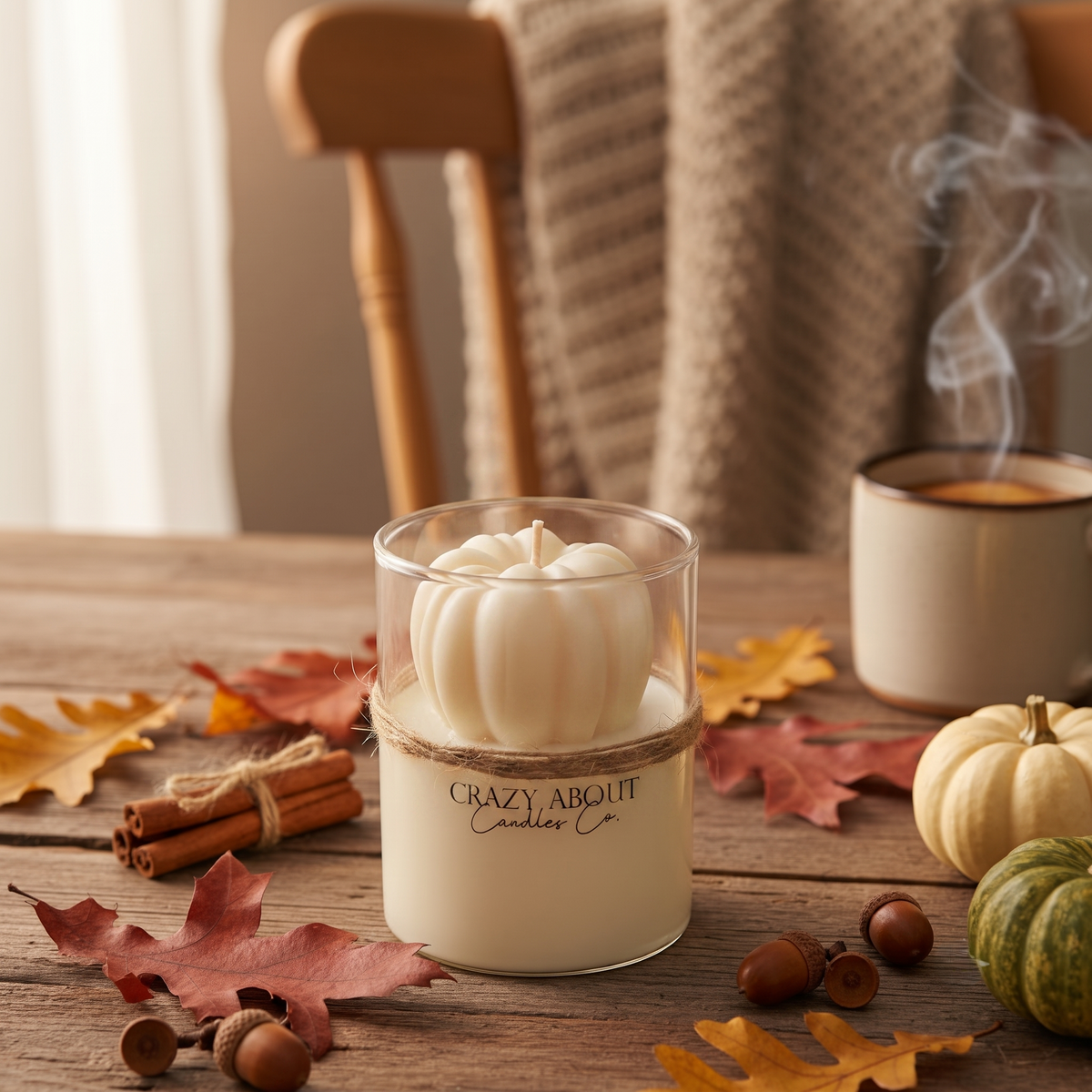 Pumpkin Candle in Glass Jar | Fall Soy Wax Candle-2