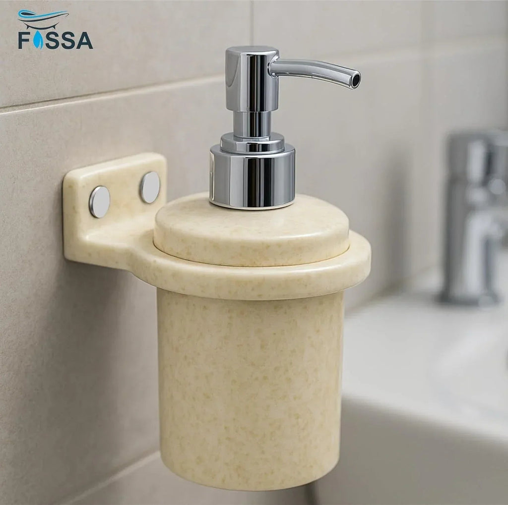 Glossy ivory soap dispenser with unbreakable ceramic look for bathroom wash basins — view 4