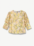 Yellow Big Floral Cotton Voile Blouse - Iwona | No More Nobody-0