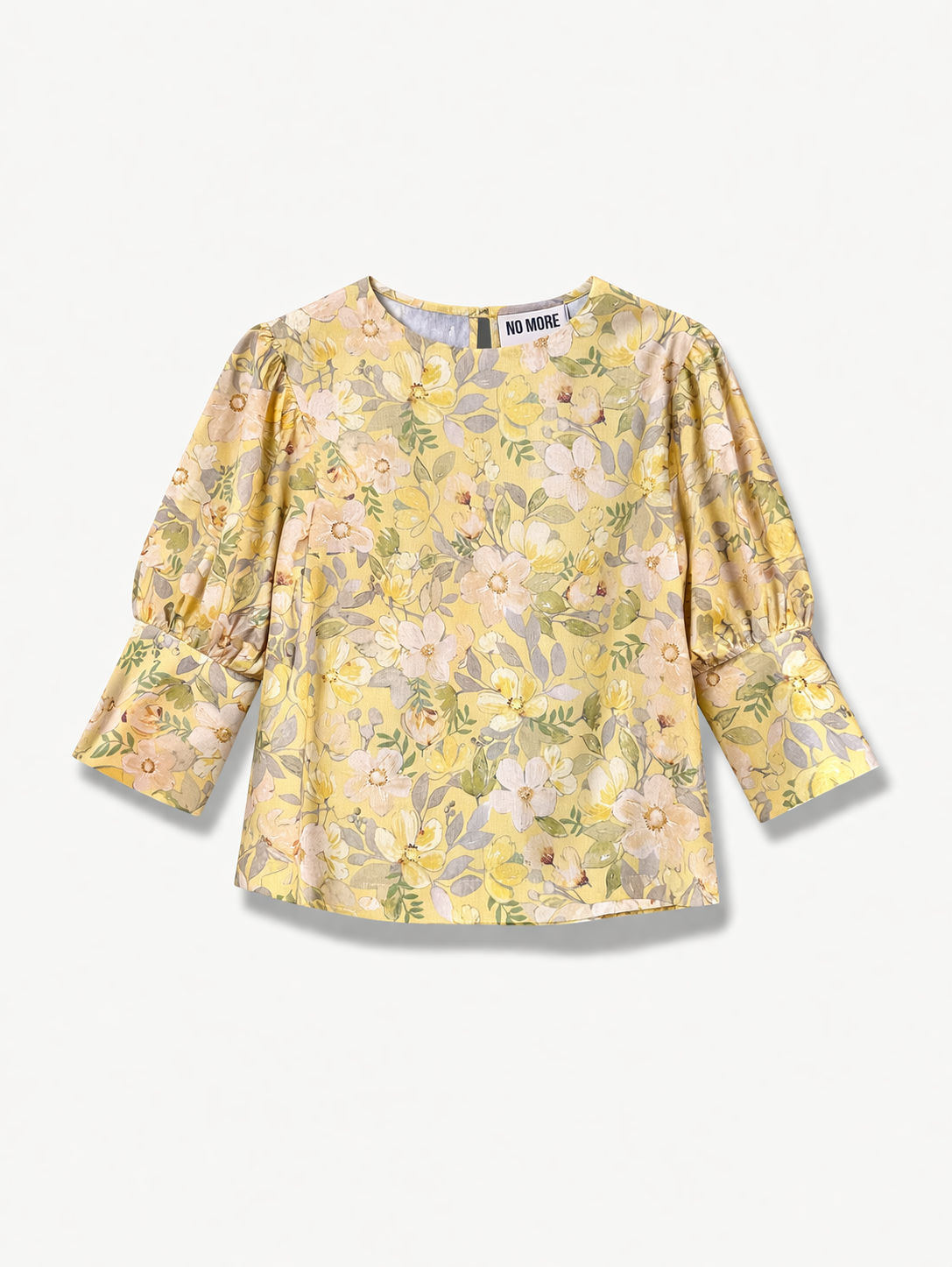 Yellow Big Floral Cotton Voile Blouse - Iwona | No More Nobody-0