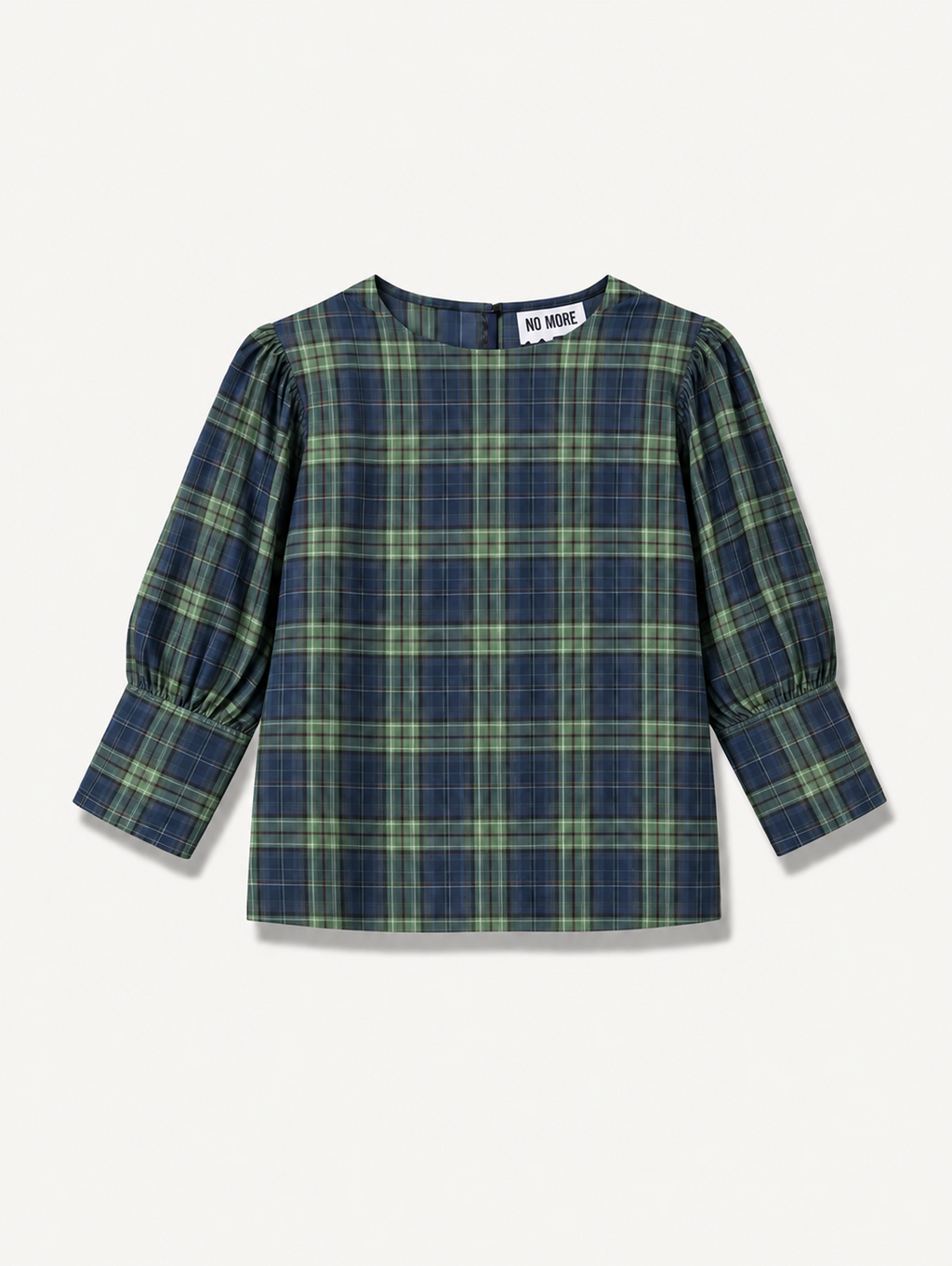 Green Check Irish Linen Blouse - Iwona | No More Nobody-0