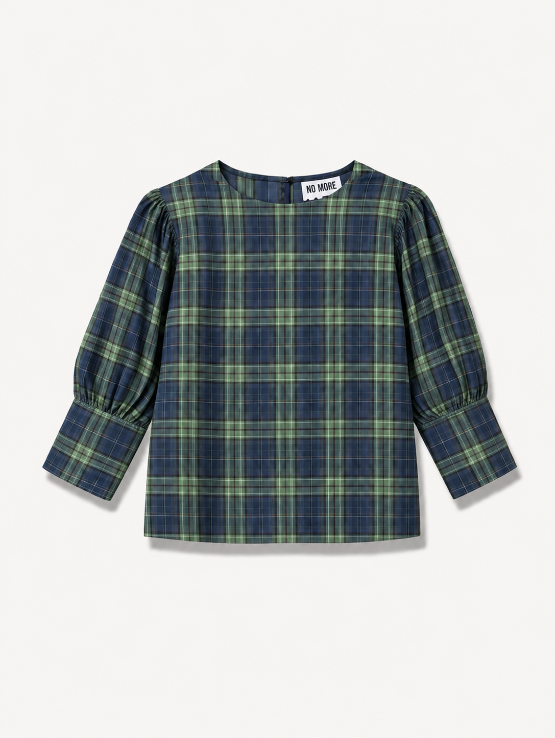 Green Check Irish Linen Blouse - Iwona | No More Nobody-0