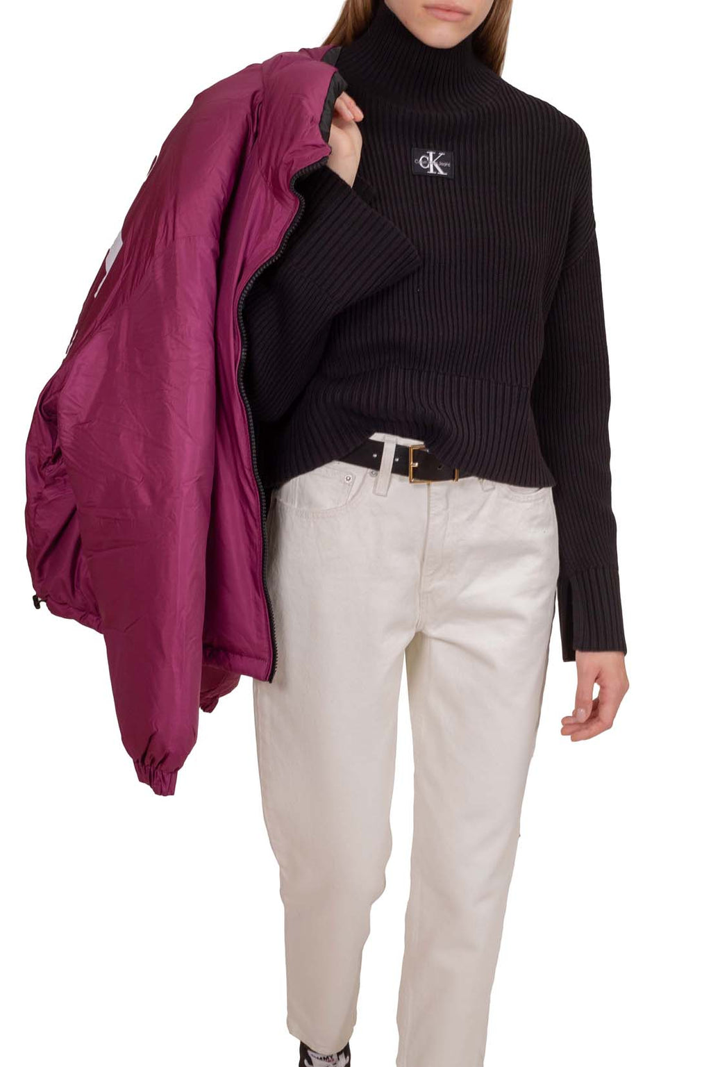 CALVIN KLEIN JEANS - Women's relaxed pullover with high collar