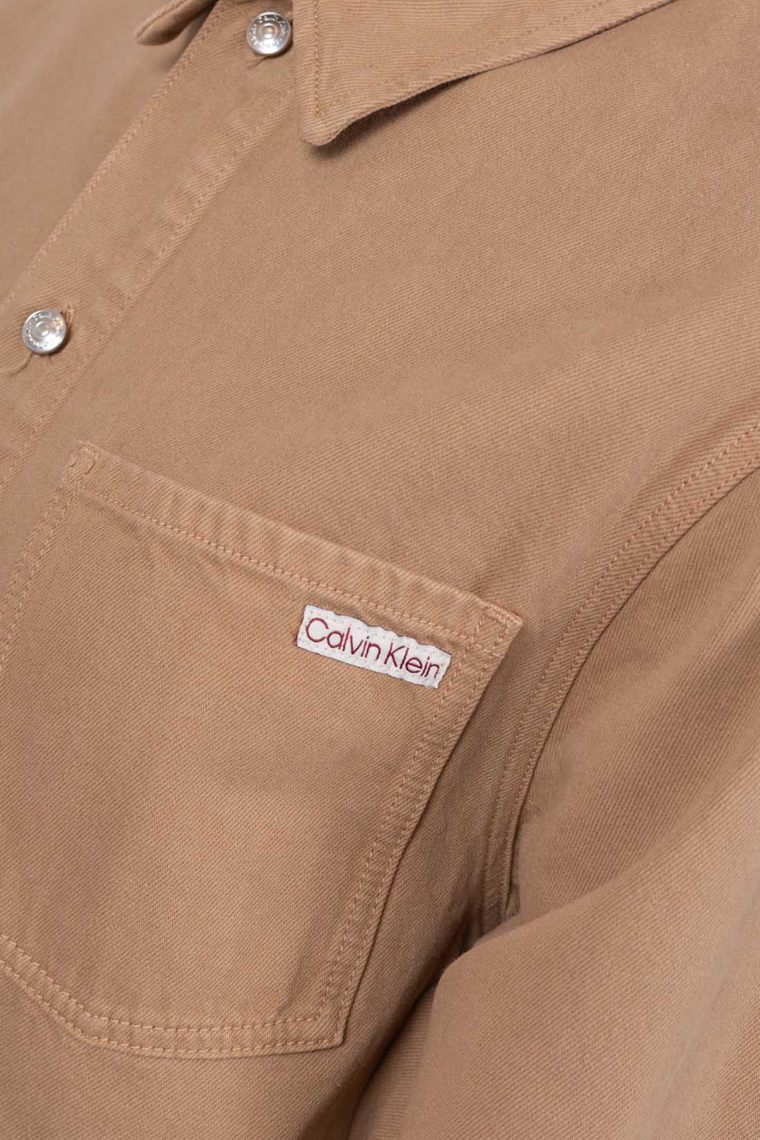 Womens oversized brown denim overshirt with front pockets button fastening and pointed collar — view 7
