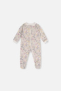 Baby Organic Cotton One Piece Pajama Beige Heart Print-0
