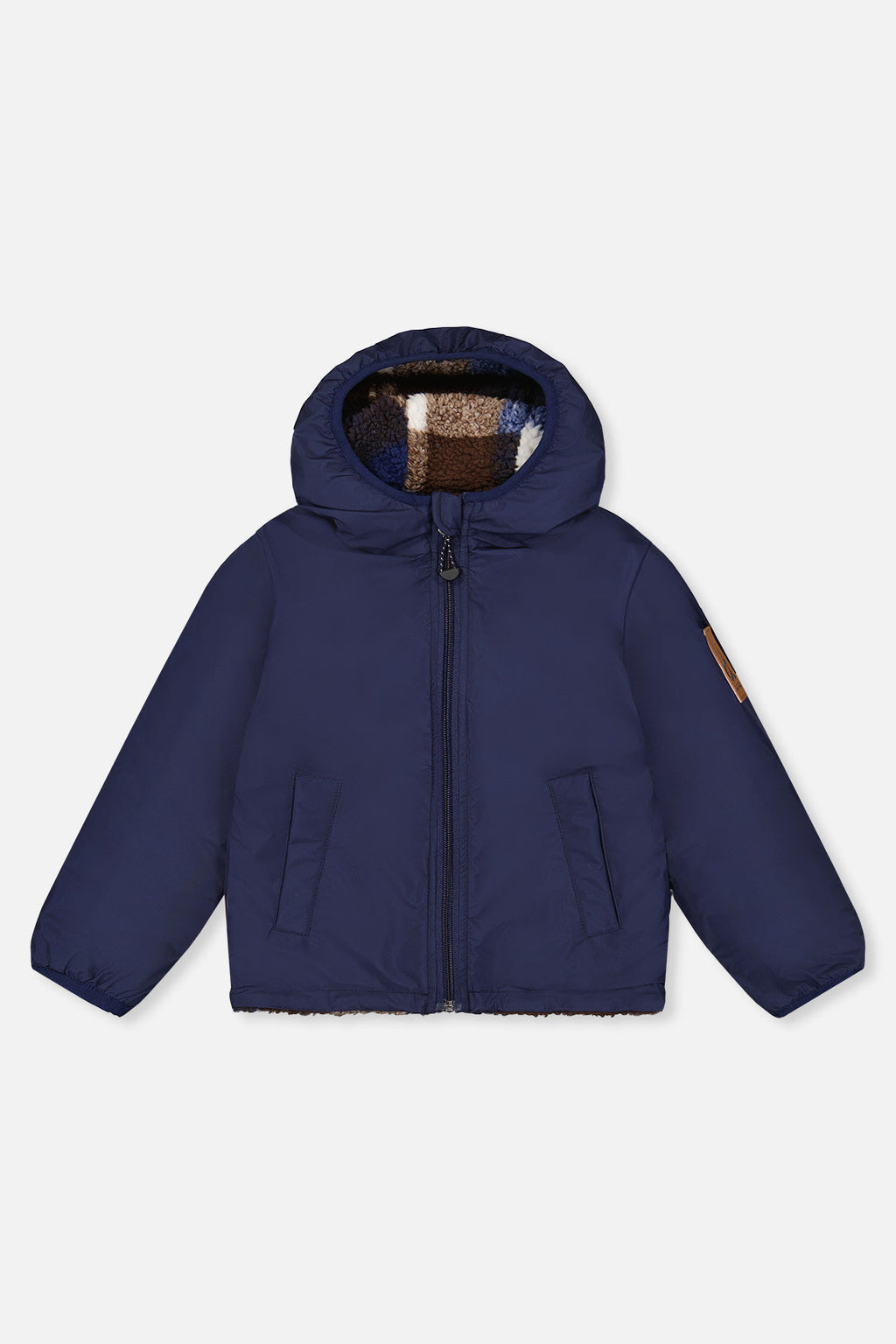 Reversible Mid-Season Jacket Dark Blue And Brown-2