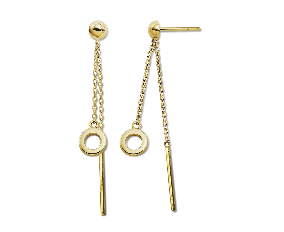 Oorhangers met Cirkel en Staafje aan ketting Goudkleur JE040G-0