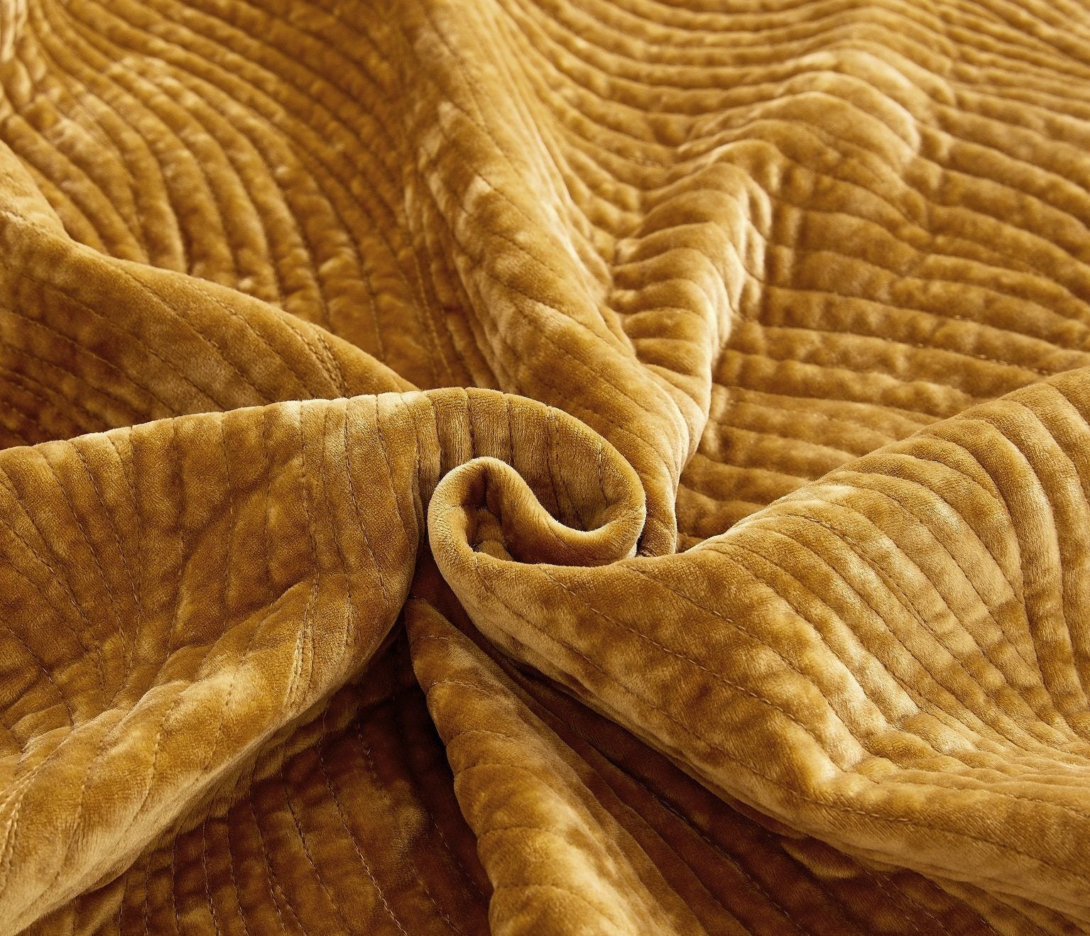 Melted gold plush velvet pillow sham featuring a contemporary wavy texture and hidden zipper closure — view 4