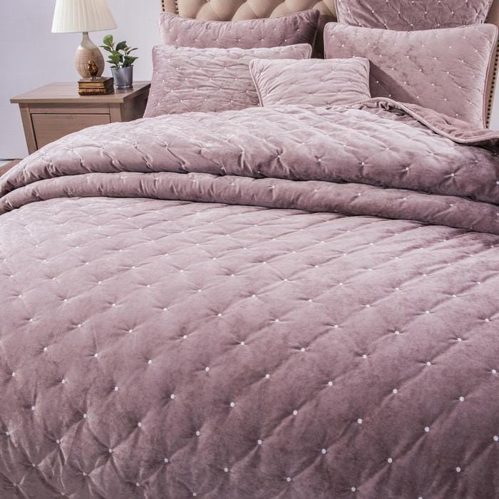 Mauve purple velvet cushion cover with wavy diamond tufted stitching and hidden zipper — view 5