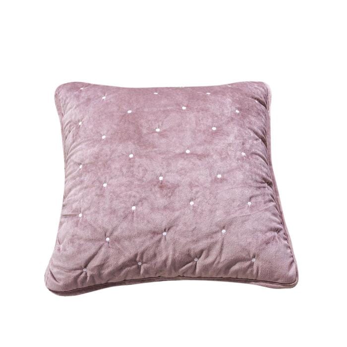 Mauve purple velvet cushion cover with wavy diamond tufted stitching and hidden zipper — view 2