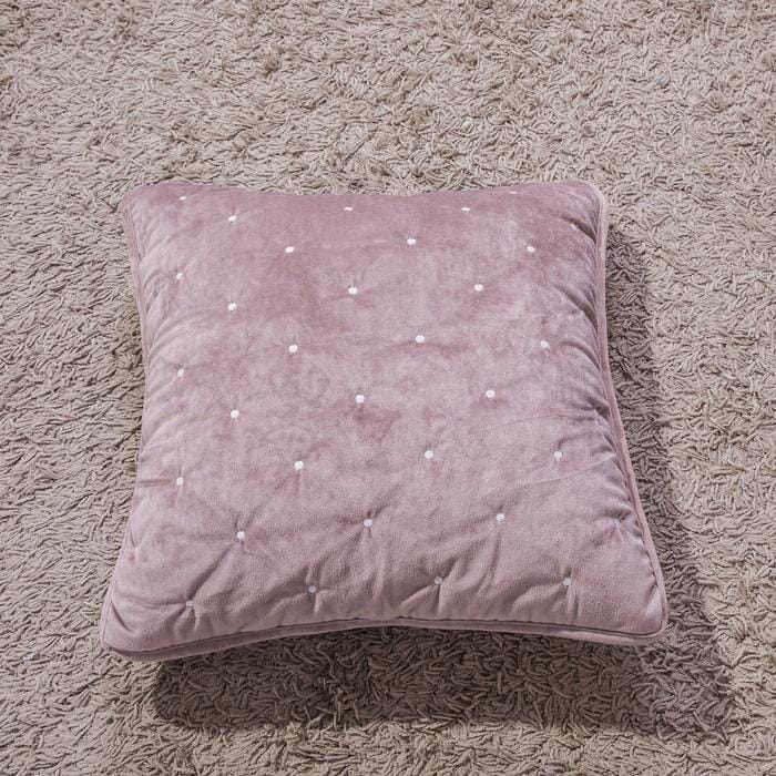 Mauve purple velvet cushion cover with wavy diamond tufted stitching and hidden zipper — view 4