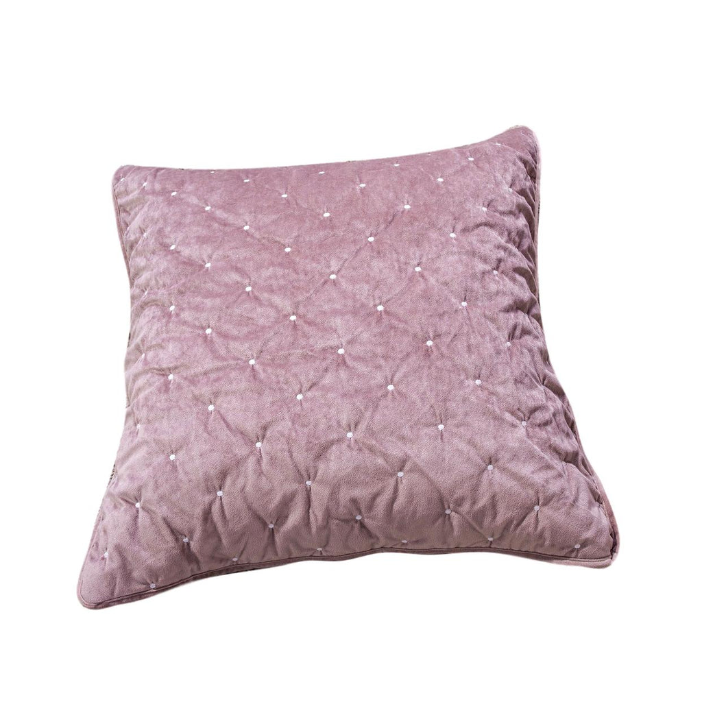 Mauve purple velvet cushion cover with wavy diamond tufted stitching and hidden zipper