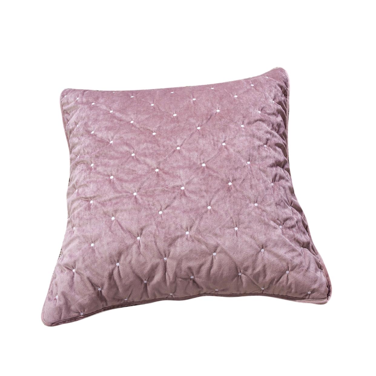 Mauve purple velvet cushion cover with wavy diamond tufted stitching and hidden zipper