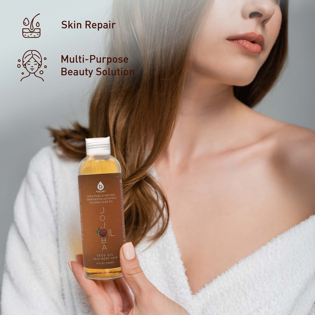 Pure golden jojoba oil 6 oz bottle for skin, hair, and nail hydration — view 2