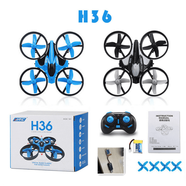 JJRC H36 mini drone quadcopter with remote control and protective propeller guards — view 5
