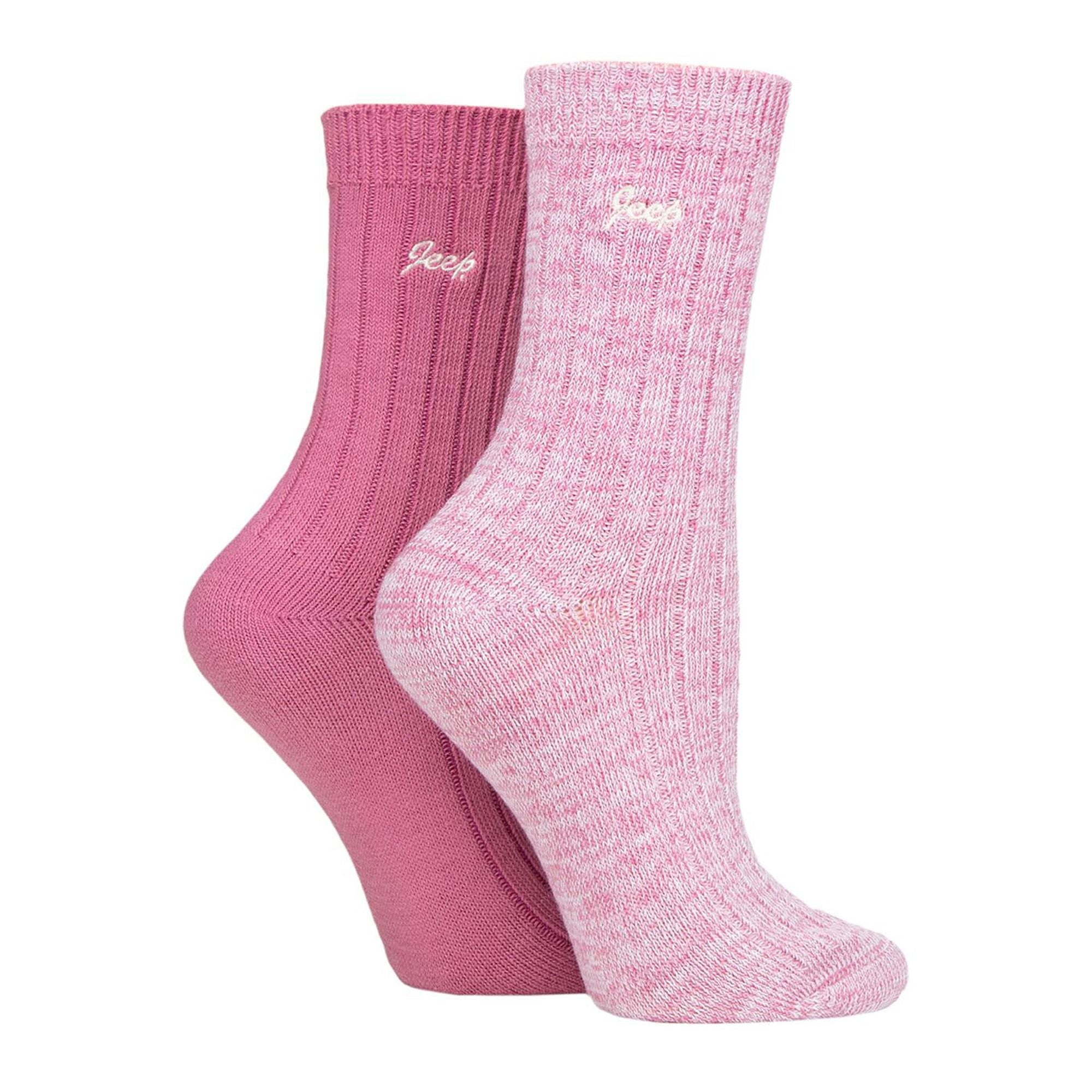 Ladies performance boot socks twin pack in plain and marl colors with ribbed crew length design — view 3