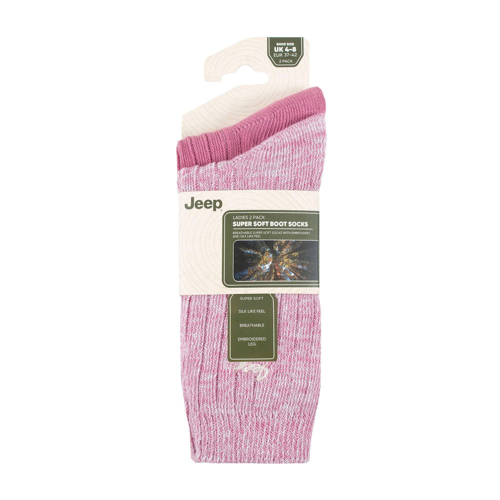 Ladies performance boot socks twin pack in plain and marl colors with ribbed crew length design — view 2