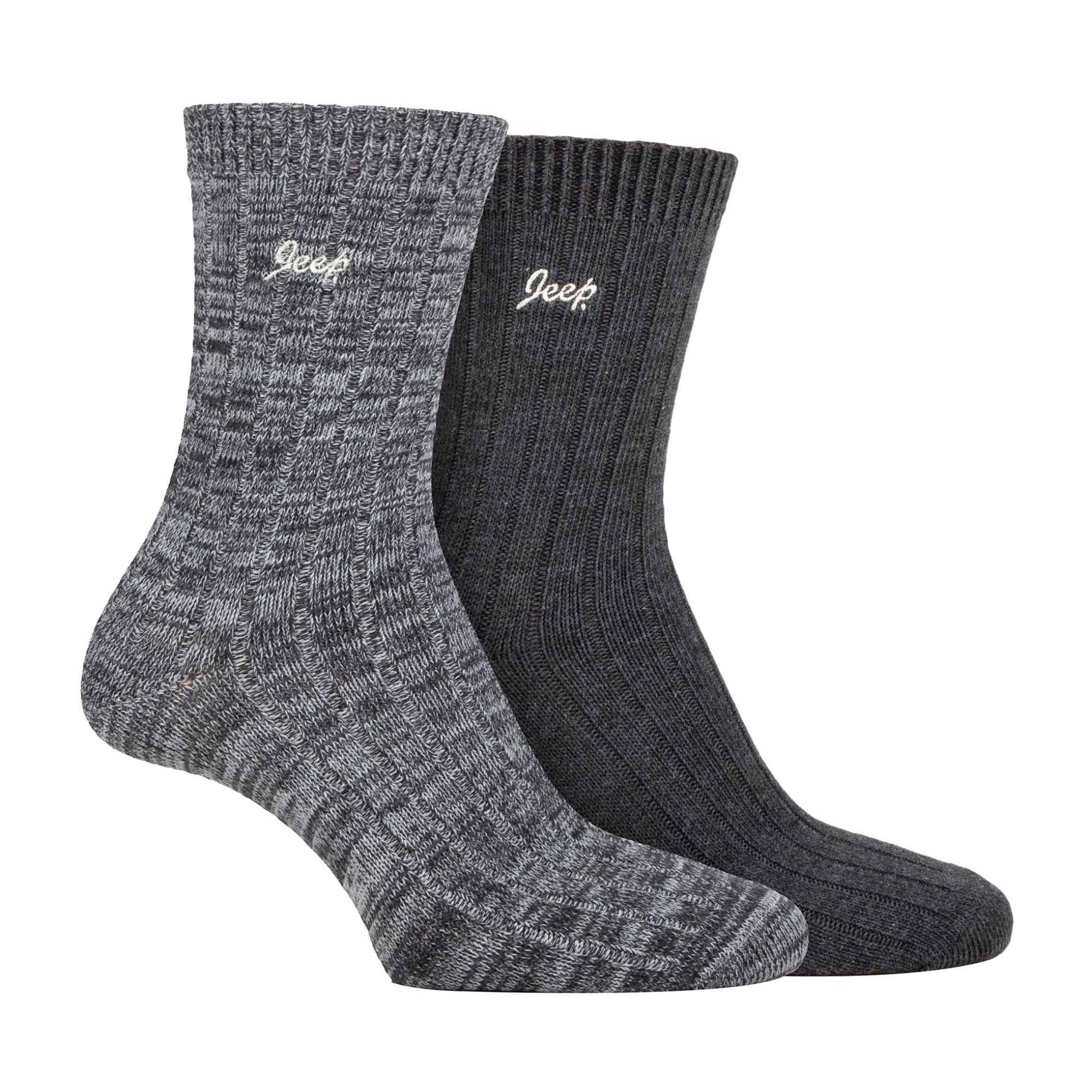 Ladies performance boot socks twin pack in plain and marl colors with ribbed crew length design — view 4