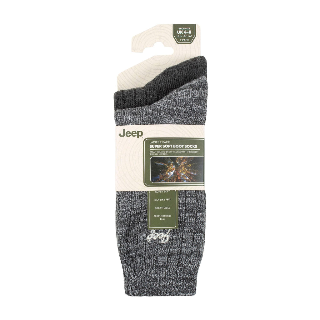 Ladies performance boot socks twin pack in plain and marl colors with ribbed crew length design — view 5