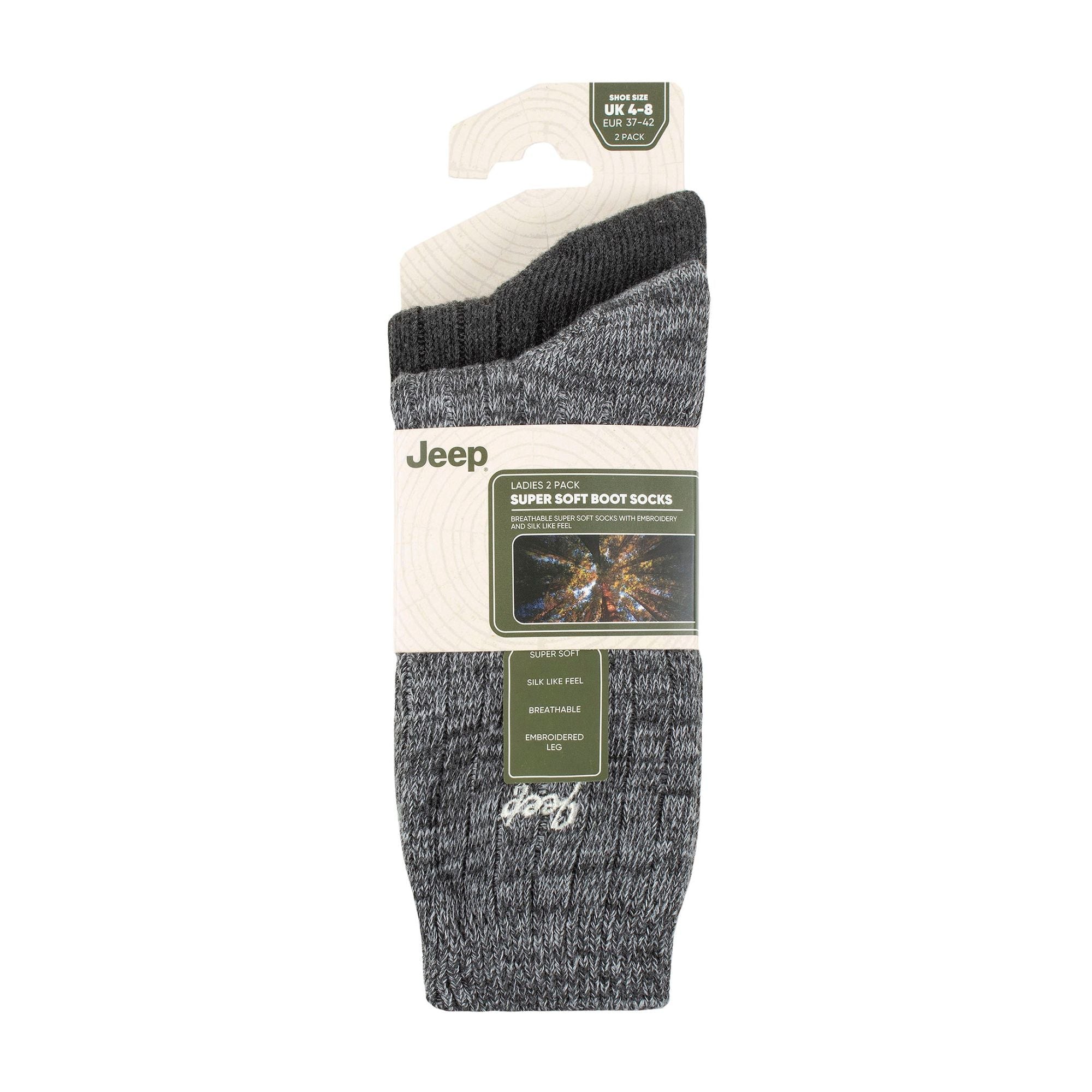 Ladies performance boot socks twin pack in plain and marl colors with ribbed crew length design — view 5