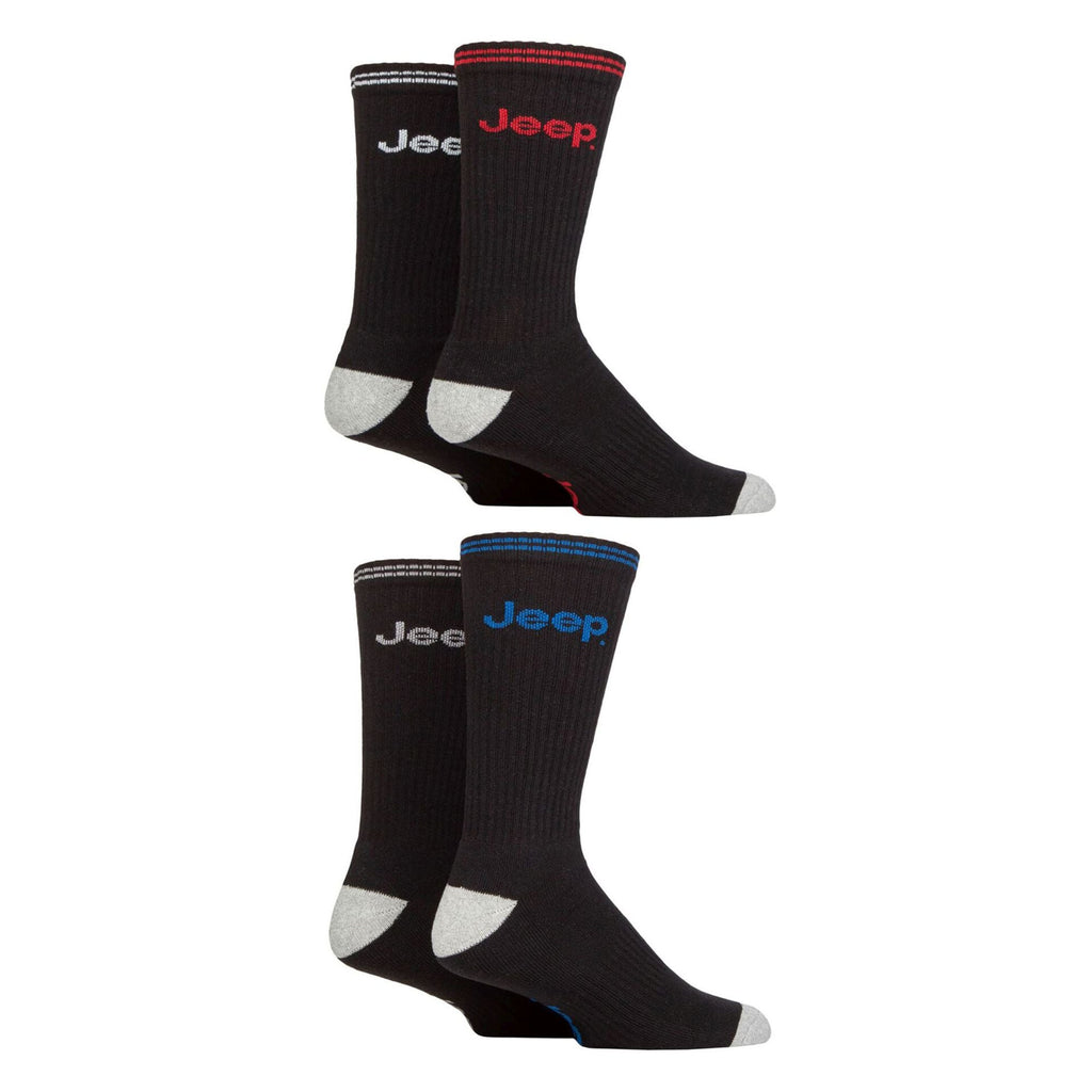 Men's cushioned crew socks four pack in recycled cotton blend featuring sporty stripe design — view 3