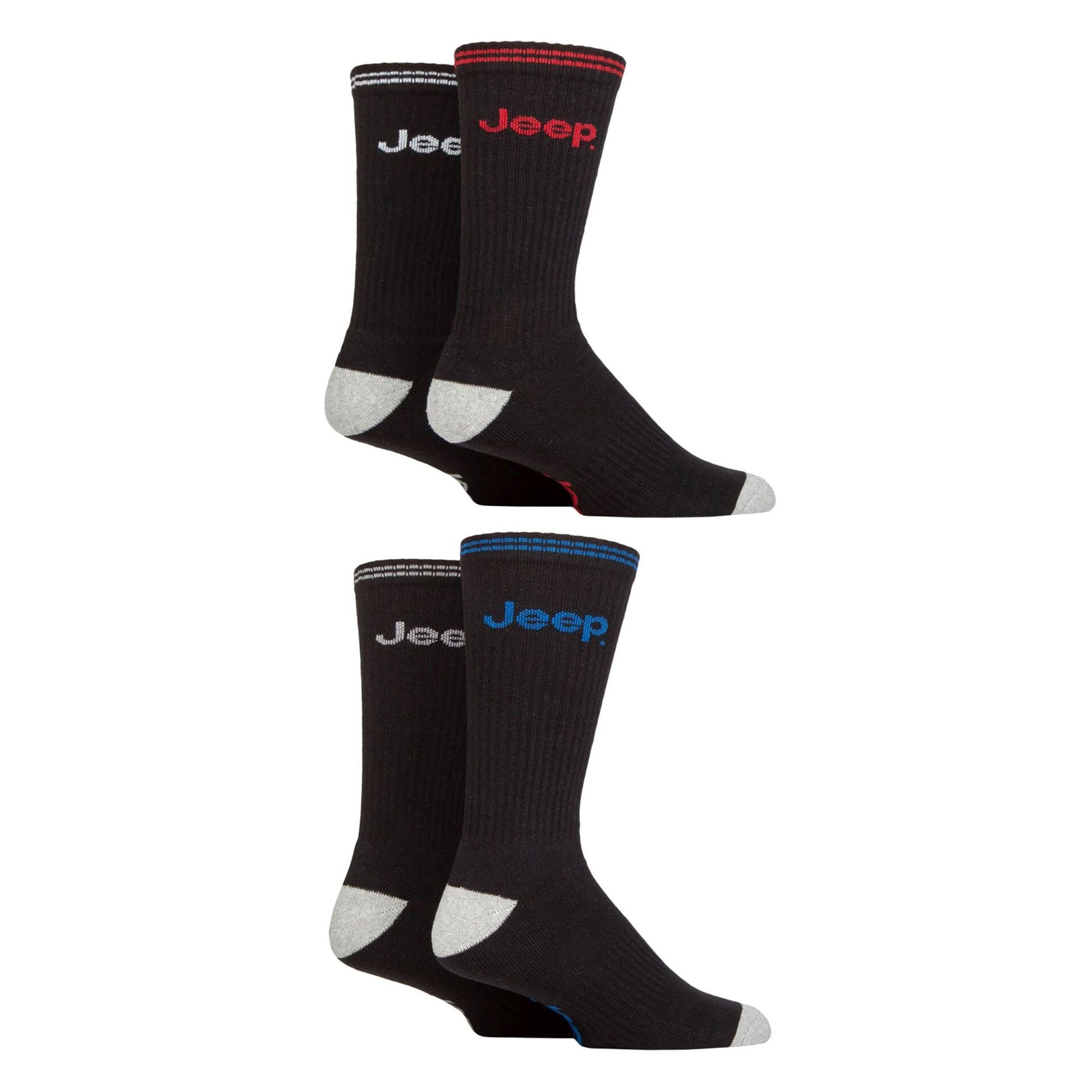 Men's cushioned crew socks four pack in recycled cotton blend featuring sporty stripe design — view 3