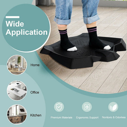 Black portable anti-fatigue standing desk mat with diverse terrain and built-in ergonomic massage pressure points — view 4